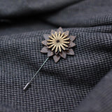 elvesmall Unisex Handmade Wooden Wedding Suit Collar Clothing Classical Flower Shape Brooch