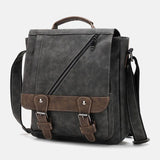 elvesmall Men Faux Leather Retro Large Capacity Multi-carry Handbag Crossbody Bag