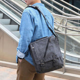 elvesmall Men Faux Leather Retro Large Capacity Multi-carry Handbag Crossbody Bag