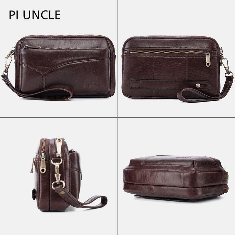 elvesmall Men Genuine Leather Clutches Bags Small Phone Bag Card Holder Business Bag