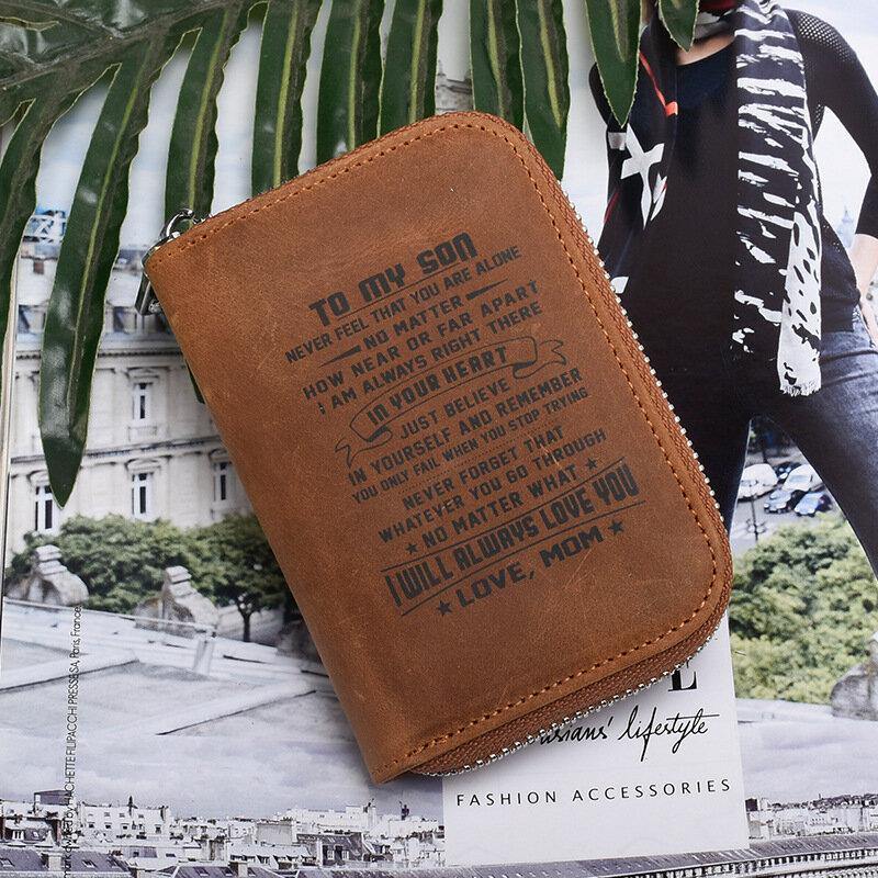 elvesmall Men Genuine Leather RFID Blocking Anti-theft Retro Organ Shape Multi-slot Card Bag Wallet