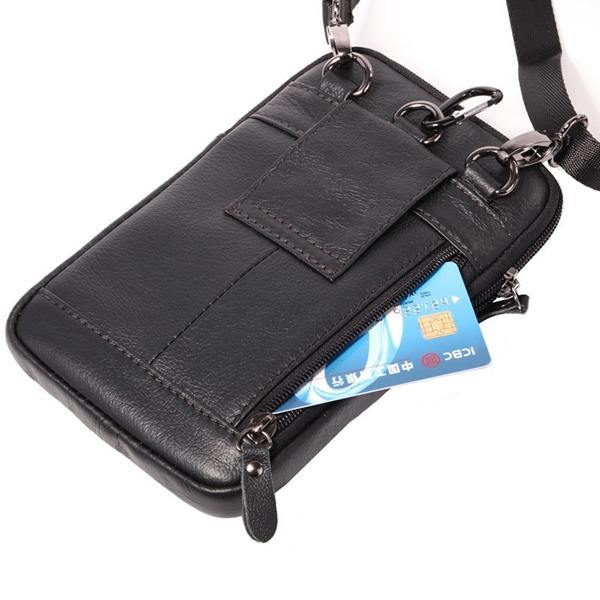 elvesmall Genuine Leather 5.5-7″ Cell Phone Bag Waist Bag Crossbody Bag For Men
