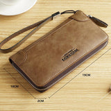 elvesmall Men Faux Leather Multi-slots Retro Business Large Capacity 5.5 Inch Phone Bag Clutch Purse Card Holder Wallet