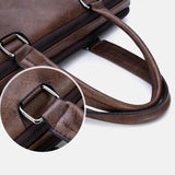 elvesmall Men PU Leather Multifunction Anti-Theft Vintage Business Messenger Bag Crossbody Bag Handbag Shoulder Bag