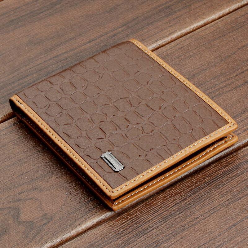 elvesmall Men Faux Leather Business Casual Bifold Multi-slot Card Holder Wallet
