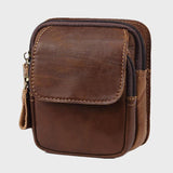 elvesmall Men's Genuine Leather Retro Business Sports Waist Bag with Belt Loop for 4.7 Inch Phone