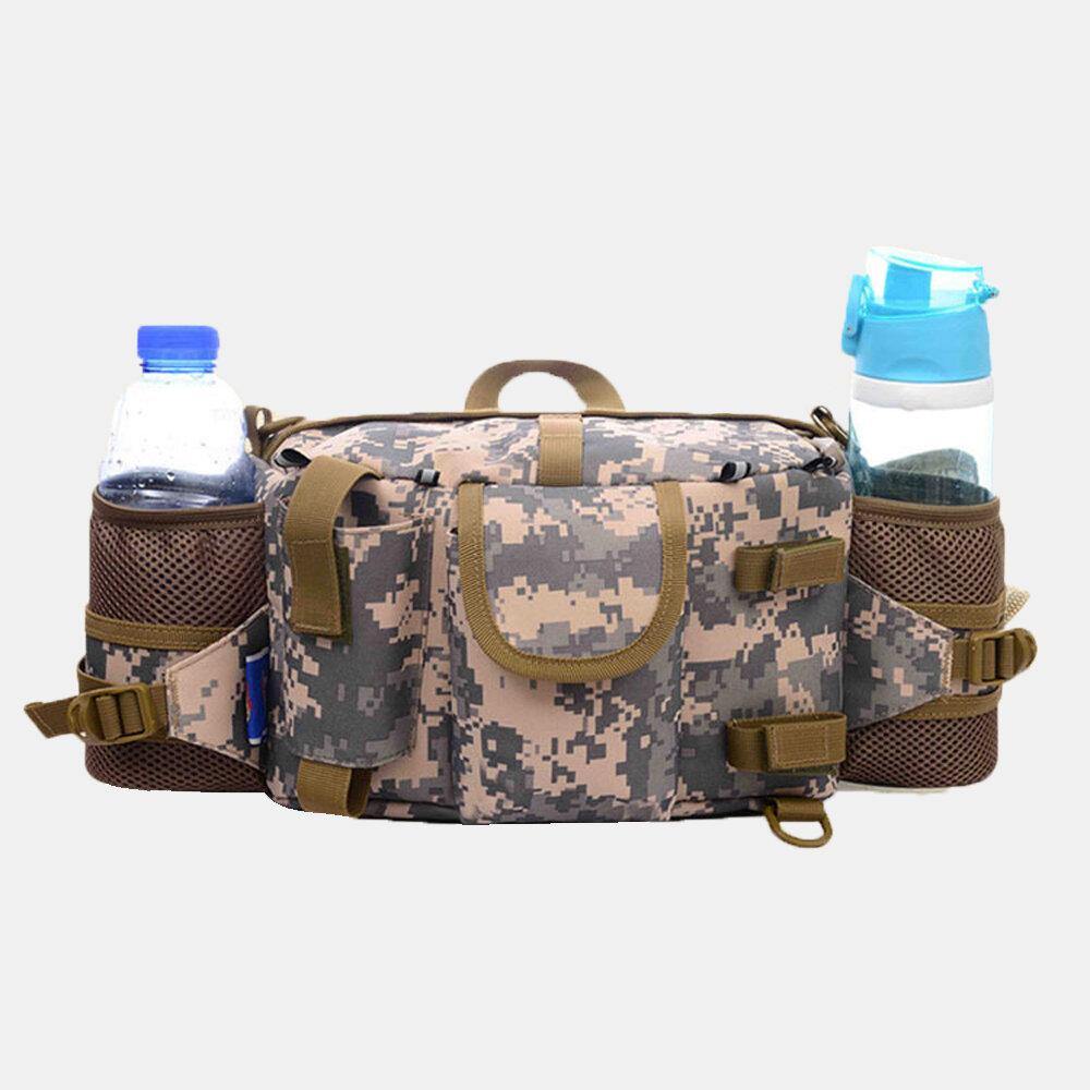 elvesmall Men Nylon Camouflage Large Capacity Multifunctional Multi-Pocket Breathable Outdoor Fishing Bag Backpack Waist Bag