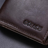 elvesmall Men Genuine Leather RFID Anti-theft Retro Business Cowhide Card Holder Wallet