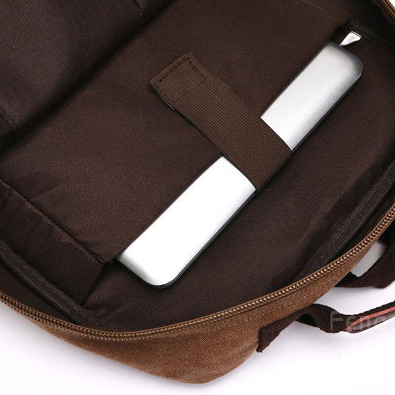 elvesmall Men Canvas Large Capacity Multi-Pocket Anti-Theft Casual Travel Bag Computer Bag Backpacks