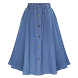 elvesmall Women's Skirt Swing Midi Denim Blue Light Blue Skirts Summer Without Lining Fashion Casual Daily Weekend One-Size