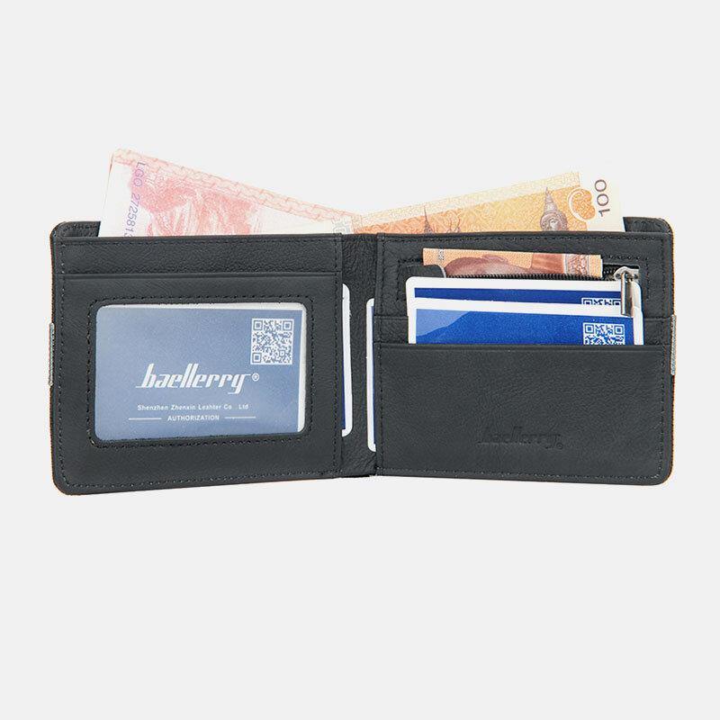 elvesmall Men Genuine Leather Fashion Business Thin Light Card Holder Wallet