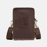 elvesmall Men Genuine Leather Retro Casual Outdoor Multi-carry Phone Bag Crossbody Bag Waist Bag For 5.8 Inch Phone