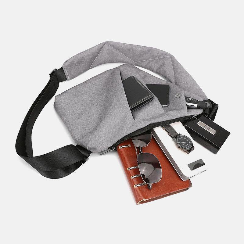 elvesmall Men Luminous Oxford Multi-pockets Large Capacity Anti-theft Waterproof Crossbody Bag Chest Bag Sling Bag