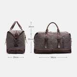 elvesmall Men Canvas PU Leather Large Capacity Multi-Pocket Handbag Shoulder Bag Travel Bag Duffle Bag Crossbody Bag