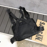 elvesmall Unisex Oxford Cloth Letter Pattern Multi-Pocket Tactical Bag Chest Bag Backpack