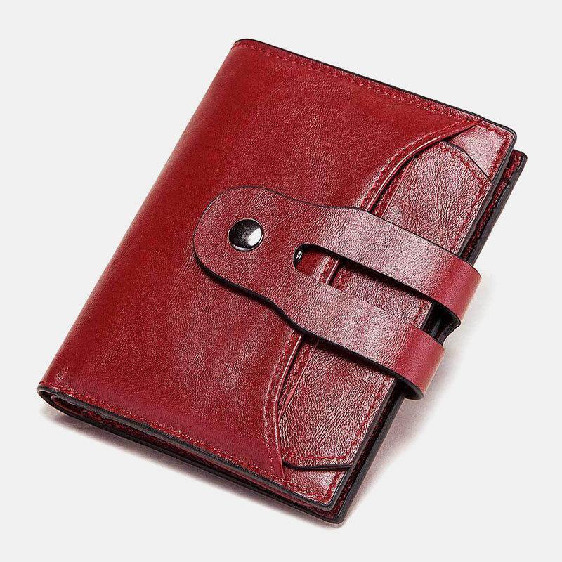 elvesmall Unisex Genuine Leather RFID Anti-theft Retro Personality Card Holder Wallet