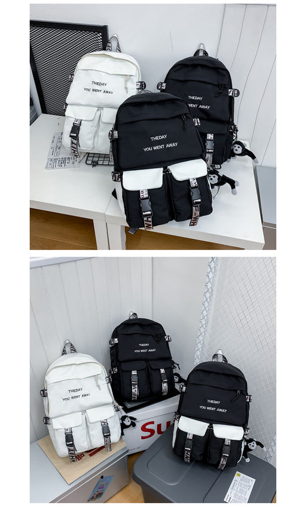 elvesmall Backpack Female New Korean Style Fashion Brand College Style Schoolbag Male College Student Leisure Simple Backpack