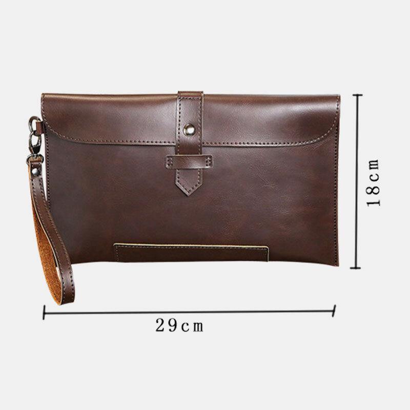 elvesmall Men Faux Leather Retro Business 6.7 Inch Phone Bag Envelope Bag Clutch Bag