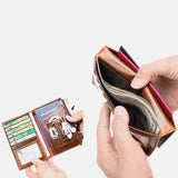 elvesmall Men RFID Genuine Leather Blocking Anti-theft Passport Envelope Wallet Multi-card Wallet