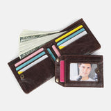 elvesmall Men Genuine Leather Retro Business Foldable Card Holder Wallet