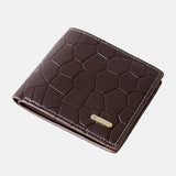 elvesmall Men Faux Leather Business Retro Solid Color Lychee Pattern Embossed Multi-slot Card Holder Wallet