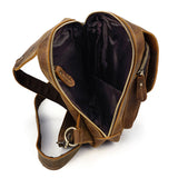 elvesmall Men's Leather Chest Sports Shoulder Messenger Bag