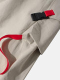elvesmall Mens Solid Color Snap Patch Pocket 100% Cotton Jogger Pants