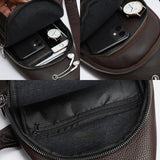 elvesmall Men Faux Leather Casual Outdoor Fashion Large Capacity Crossbody Bag Chest Bag