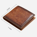 elvesmall Men Genuine Leather Short RFID Anti-theft Multi-card Slot Card Holder Coin Purse Wallet Cowhide Money Clip