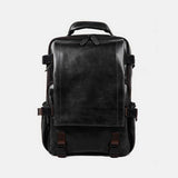 elvesmall Men Faux Leather Large Capacity Casual Business Retro Fashion 13.3 Inch Laptop Bag Backpack
