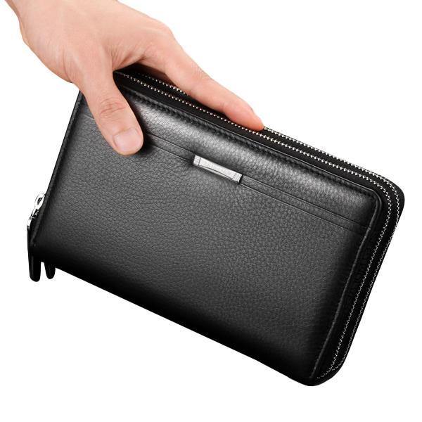 elvesmall Men Clutch Wallet Waterproof Business Long Zipper Wallet Phone Holder