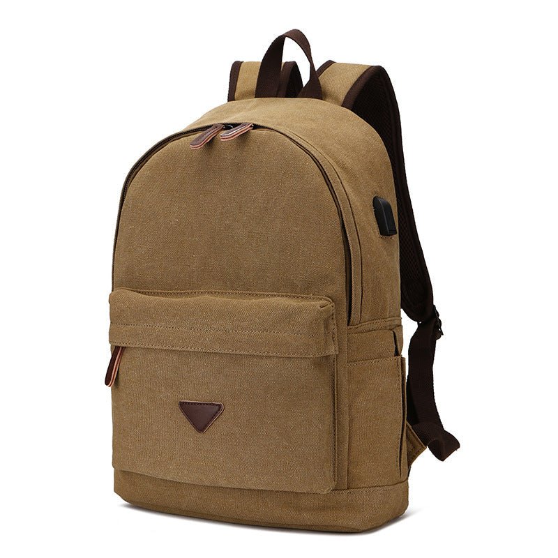 elvesmall Canvas Backpack With USB Design Korean Portable