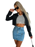 elvesmall Women's American Style Summer Street Trend Denim Patchwork Skirt