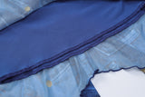 elvesmall Women's Summer Denim Print Pattern Sexy V Neck Camisole Skirt Two-Piece Set