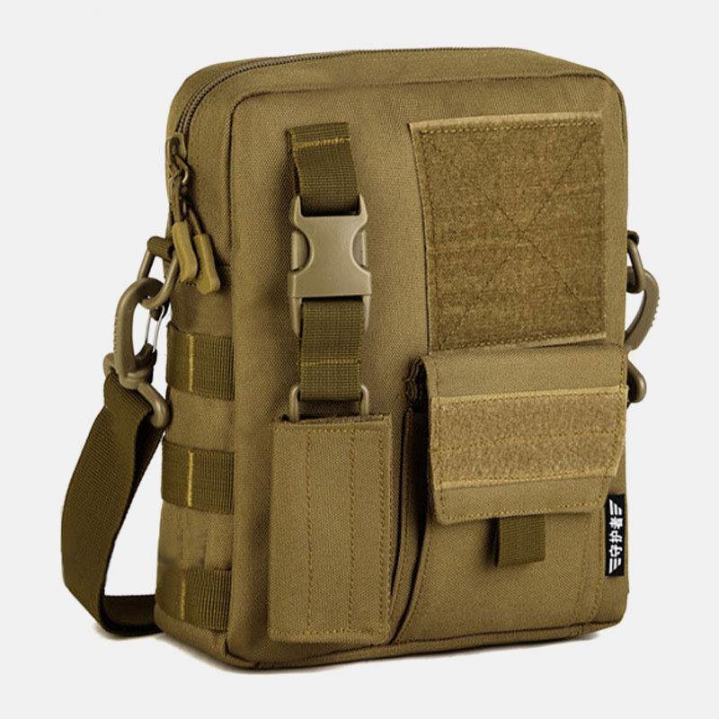 elvesmall Men Camo Pattern Multifunction Large Capacity Outdoor Travel Tactical Bag Crossbody Bag Shoulder Bag Square Bag
