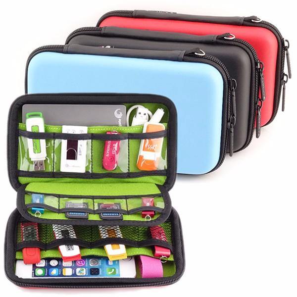 elvesmall External Battery USB Flash Drive Earphone Digital Gadget Pouch Travel Silver Storage Bag