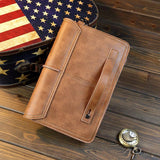 elvesmall Men Faux Leather Retro Business Large Capacity Clutch Bag Hand-carry Wallet