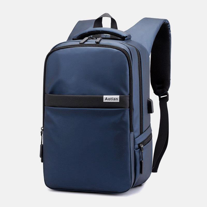 elvesmall Men USB Charging Outdoor Nylon Travel Waterproof Large Capacity 13 Inch Laptop Bag Travel Bag Backpack