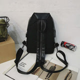 elvesmall Men Retro Earphone Hole Multi-carry USB Charging Multi-Layers Waterproof Crossbody Bag Chest Bag Sling Bag