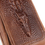 elvesmall Croc Embossed Leather 6in Phone Pouch Belt Hip Bum Bag for Men