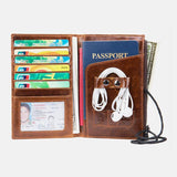 elvesmall Men RFID Genuine Leather Blocking Anti-theft Passport Envelope Wallet Multi-card Wallet