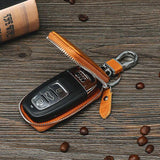 elvesmall Men Genuine Leather Zipper Car Key Case Key Bag