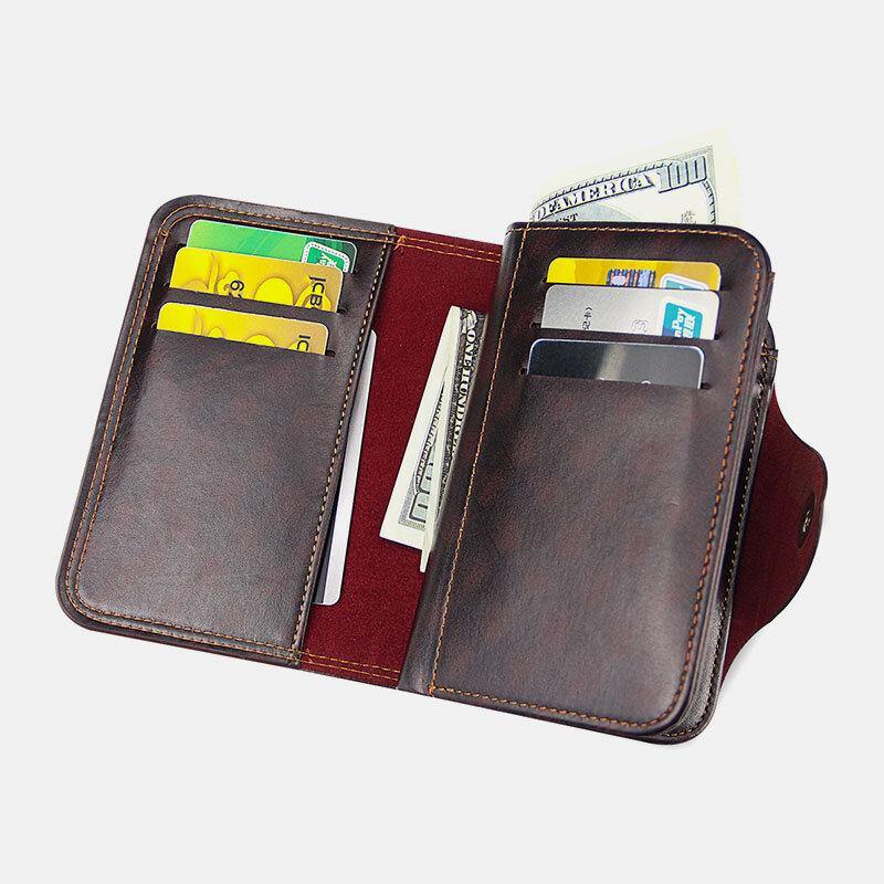 elvesmall Men Faux Leather Large Capacity Fashion Business Retro Multi-slot Card Holder Wallet